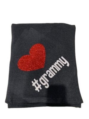 Dark gray blanket with red glitter heart #grammy