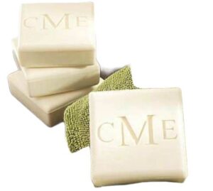 Square CME soap bars with green washcloth