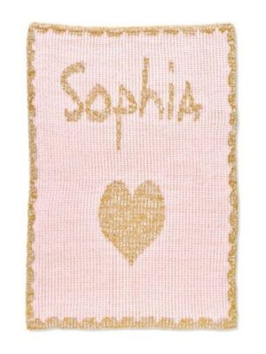Metallic Heart & Scalloped Edge Name Blanket