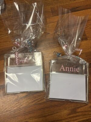 Two wrapped personalized name photo frames