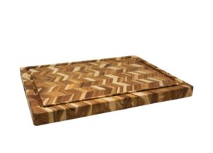 Teak Herringbone Wood Cutting Board