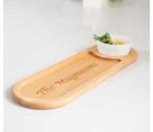 Wood Dipping Serving Tray with Bowl Holder