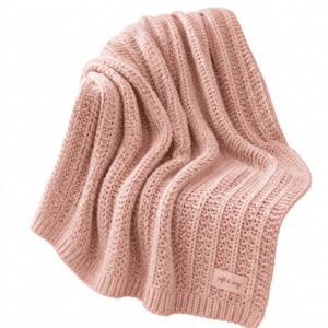 Blush pink knitted chunky throw blanket