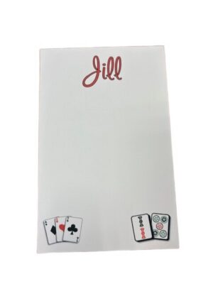 Personalized Jill notepad with playing card illustrations