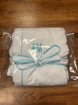 Hooded Bath Robe – Teal Trim Monogram
