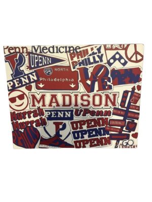 UPenn and Philadelphia sticker collage on laptop
