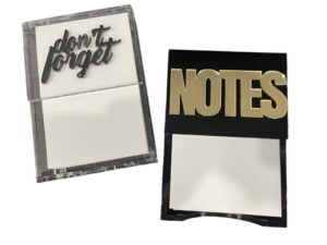 Two sticky note pads: 'don't forget' and 'NOTES'