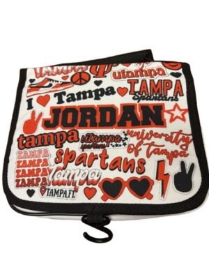 White bag with red and black Tampa graphics