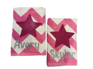 Pink Chevron Beach Towel with Glitter Symbol