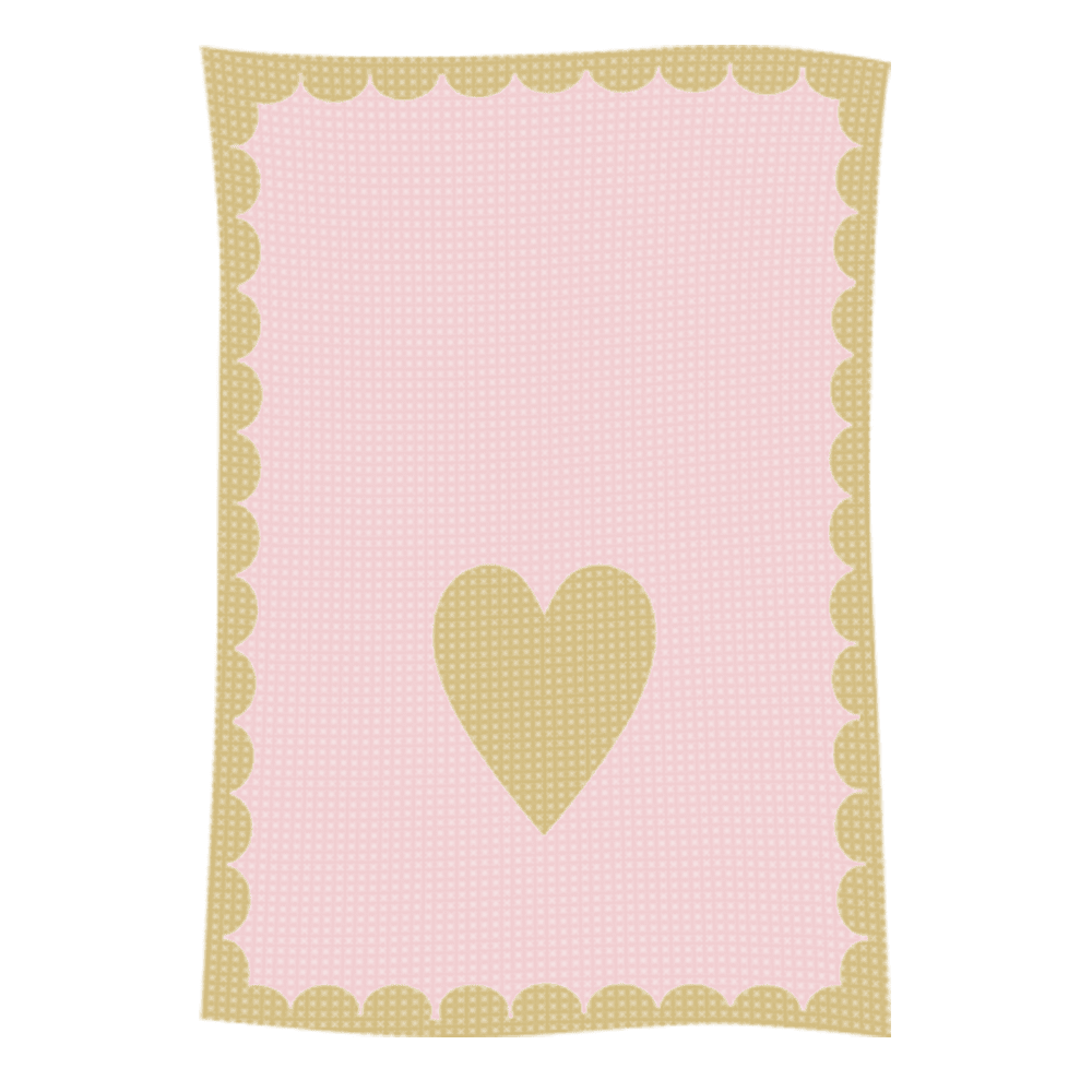 Pink scalloped card with gold heart