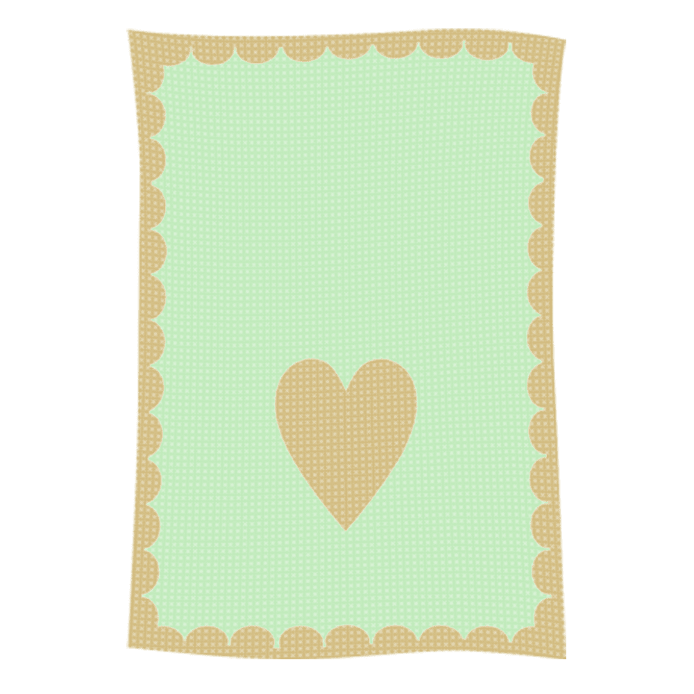 Mint card with tan heart and scalloped border