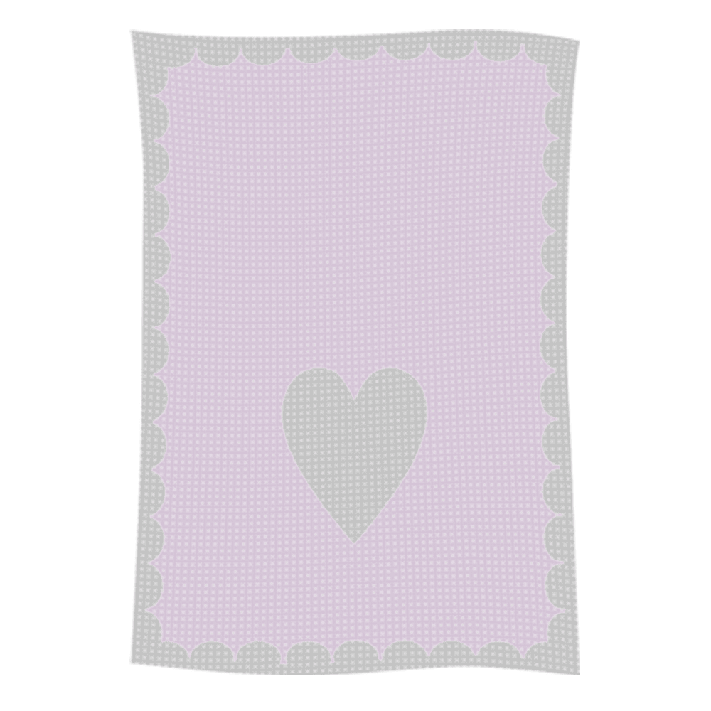 Pastel pink blanket with gray heart