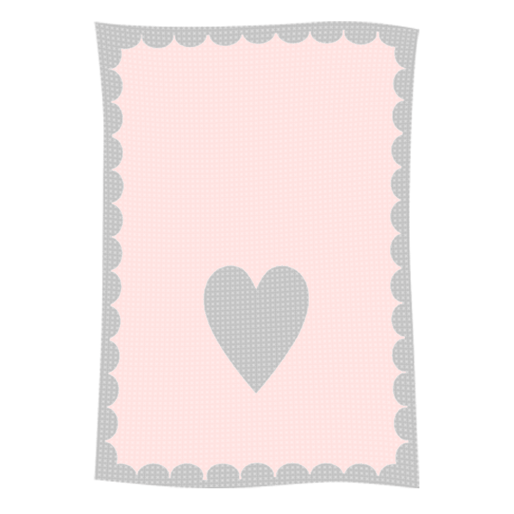 Pink scalloped blanket with gray heart