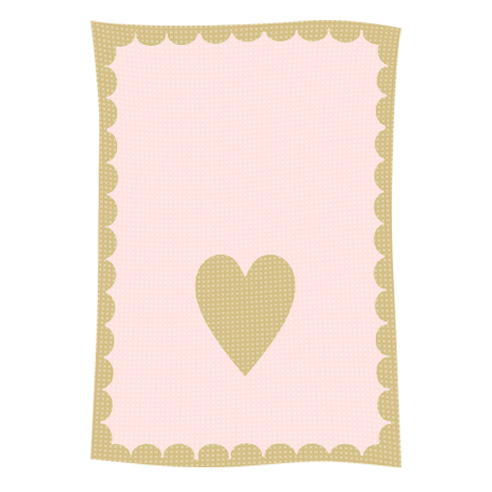 Pink card with gold heart and scalloped border