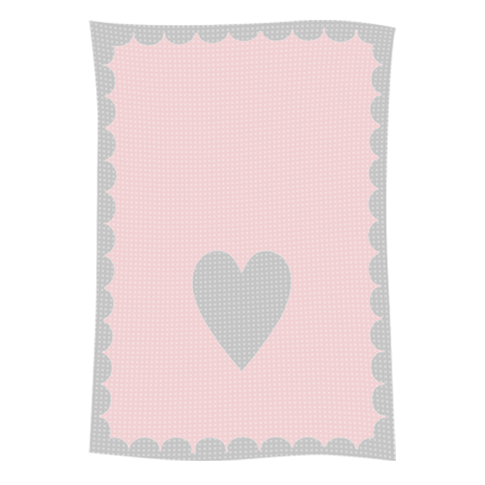Pink baby blanket with gray heart