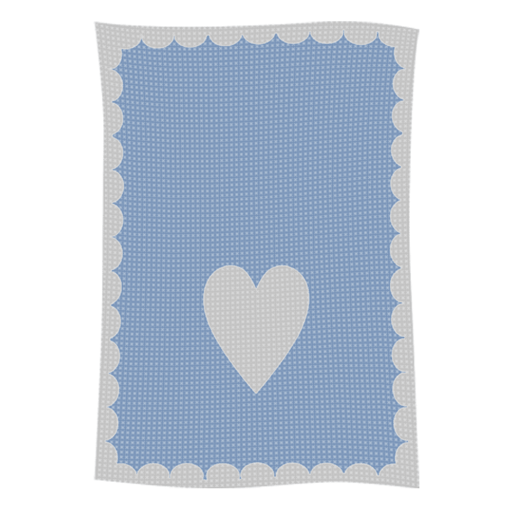 Blue card with white heart and scalloped border