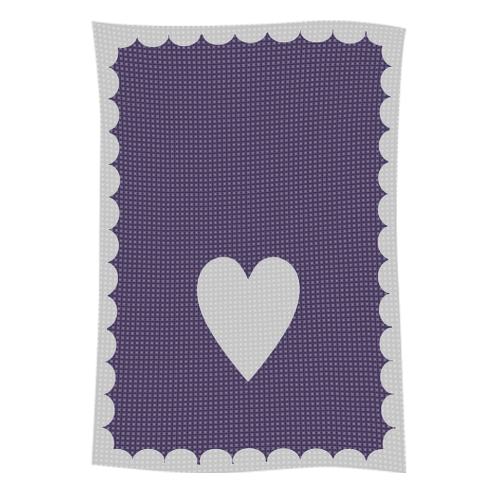 Purple rectangle with white heart and scalloped border
