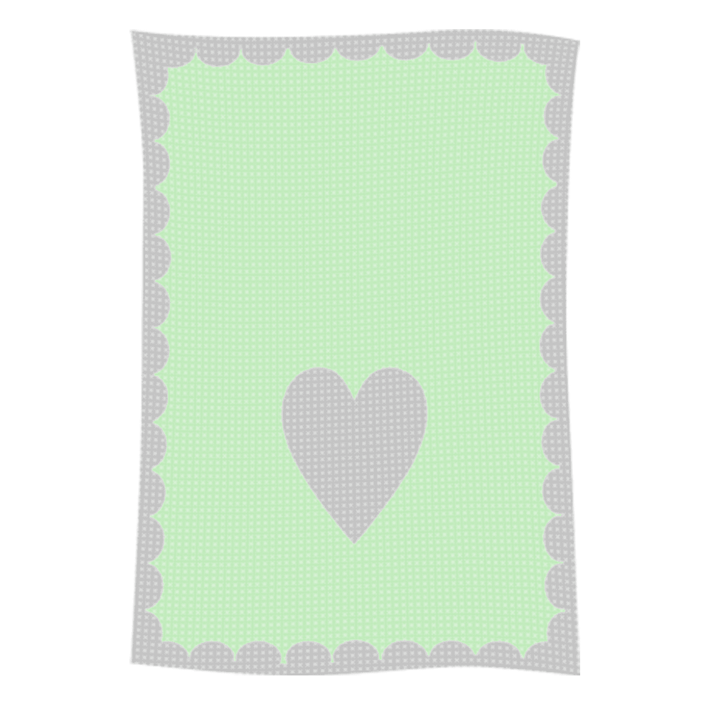 Mint green blanket with gray heart