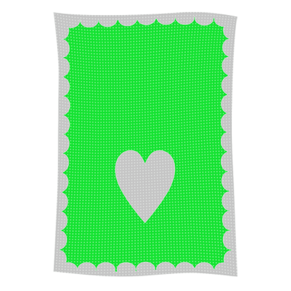 Green scalloped card with white heart