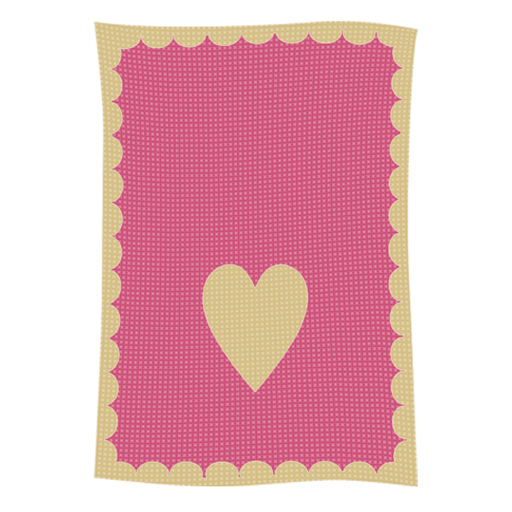 Pink card with scalloped border and heart