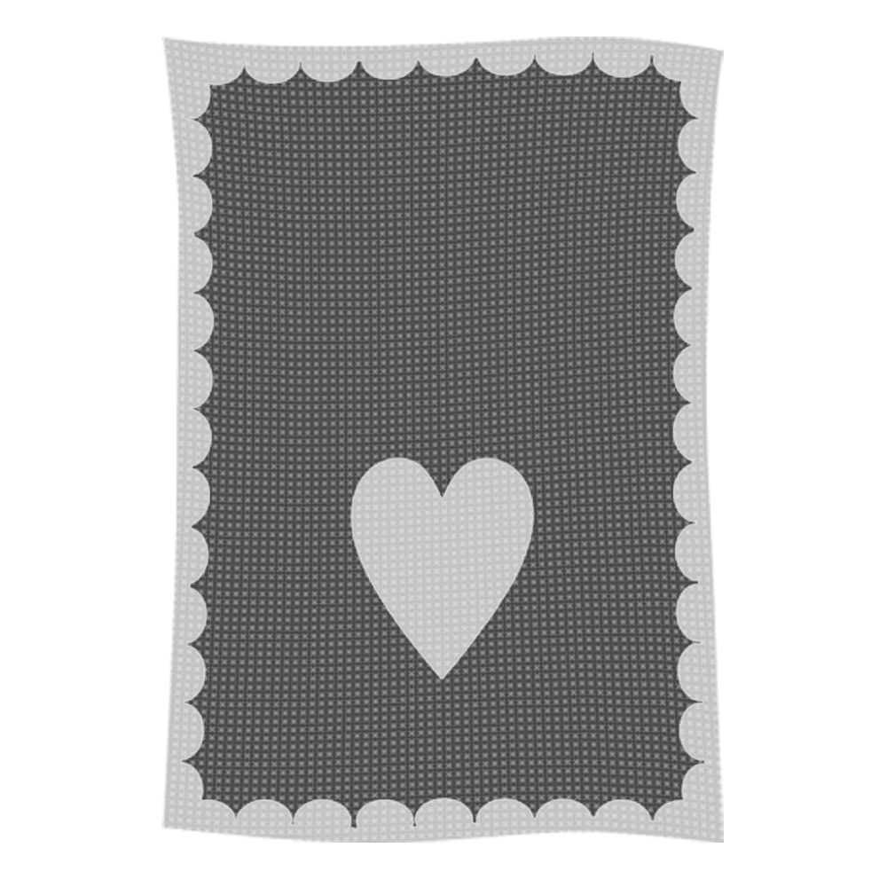 Decorative rectangular rug with heart motif