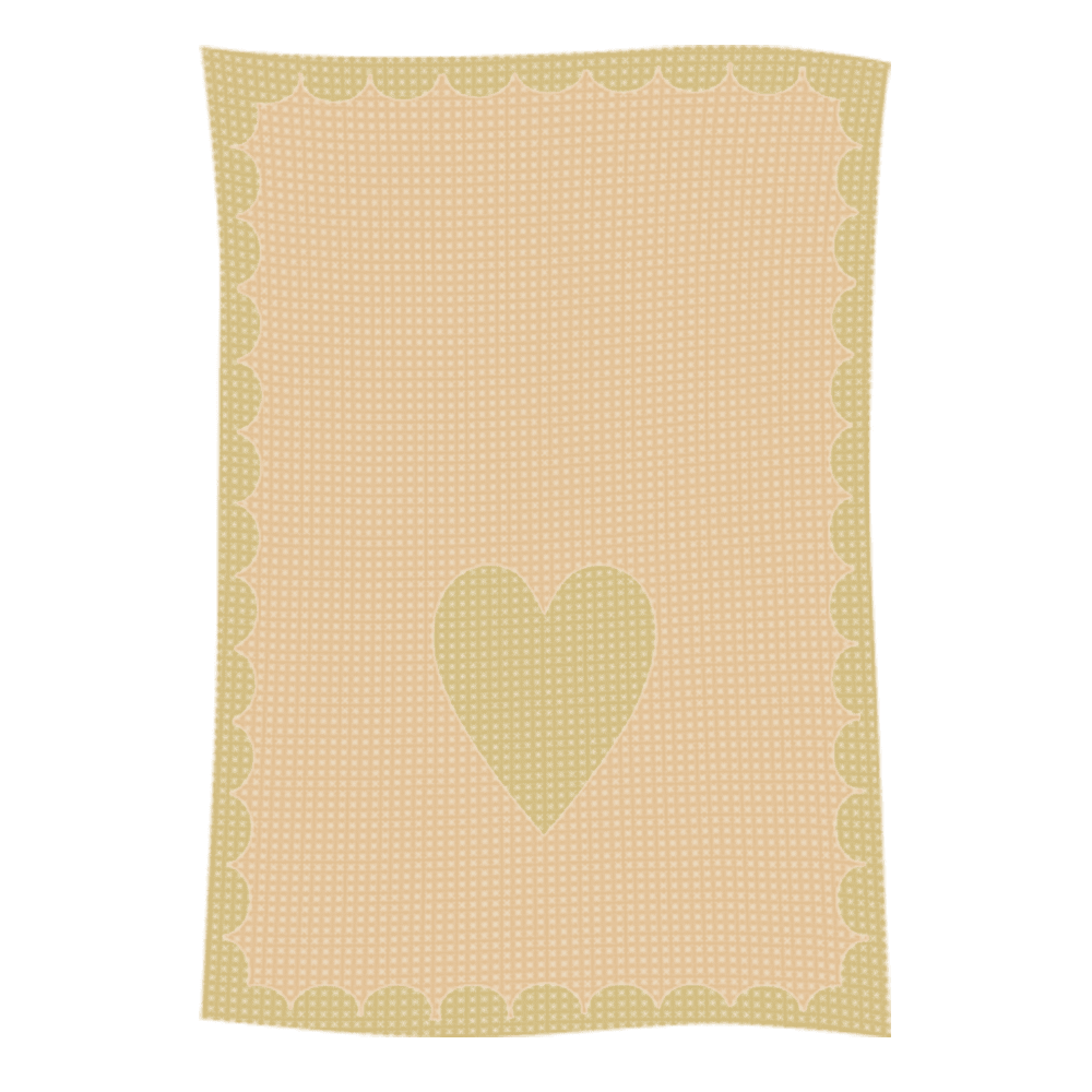 Beige scalloped blanket with centered heart