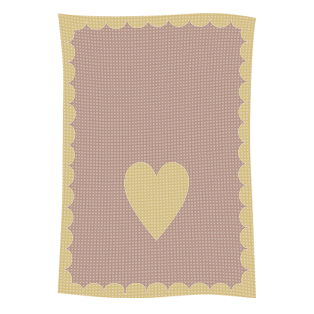 Pink card with yellow heart and scalloped border