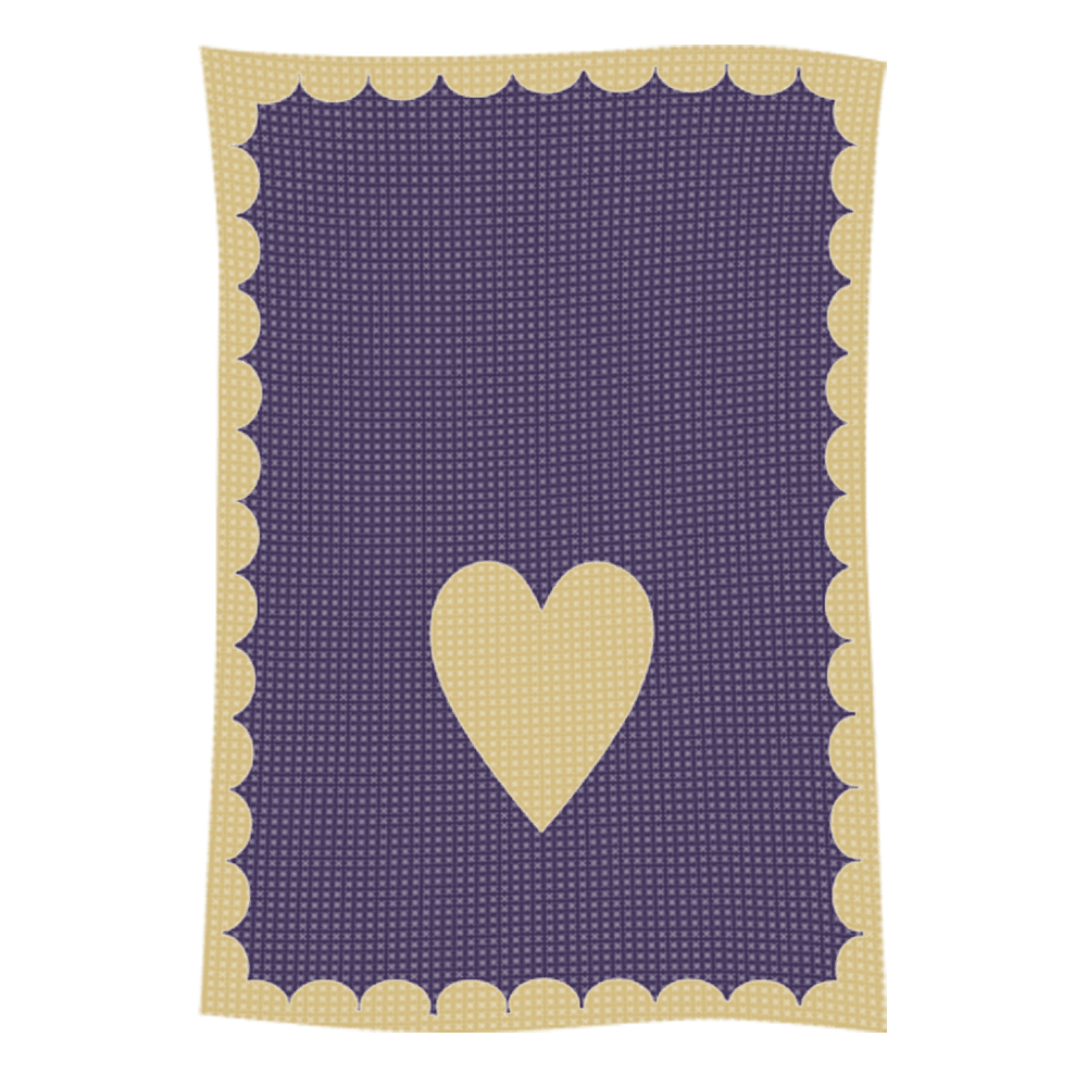 Purple card with beige heart and scalloped border