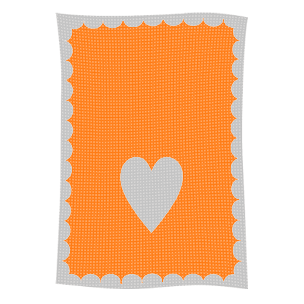 Orange rectangle patch with gray heart